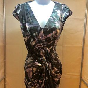 V Neck Form Fitted Knee Length Dress